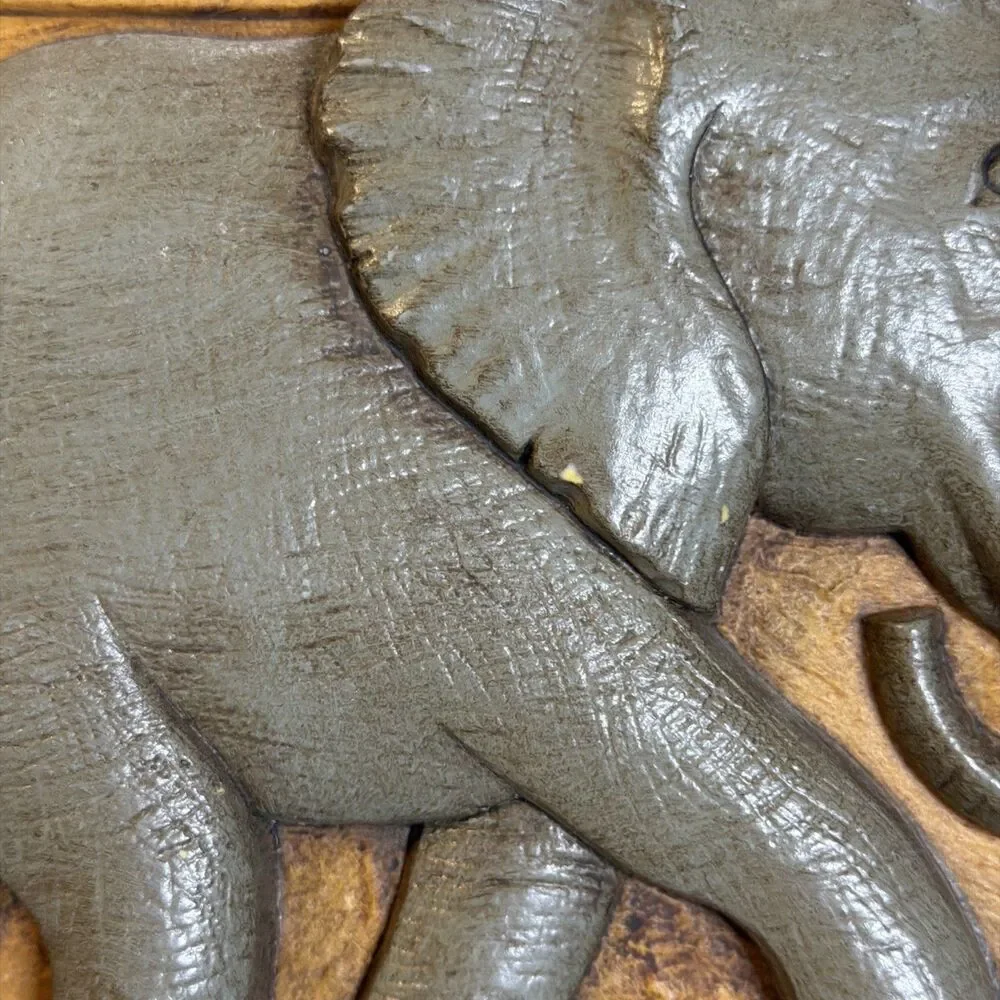 Elephant Wall Hanging Decor Plastic Made USA Jungle Rustic Style HOME INTERIORS